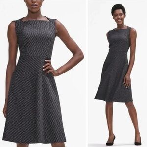MM LAFLEUR Cindy Dress Gray Pinstriped Wool A Line  Work Classic Office Size 12